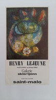 Affiche pour l'exposition <strong><em>Henry Lejeune</em></strong> , à la Galerie sklerijenn (Saint-Malo) , du 12 avril au 31 mai 1992.